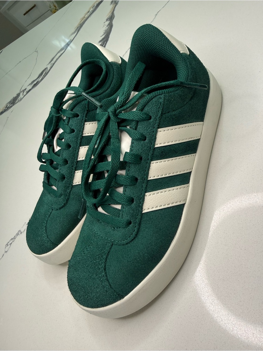 Adidas VL Court 3.0 Kids Collegiate Green Suede Sneakers Size US 1